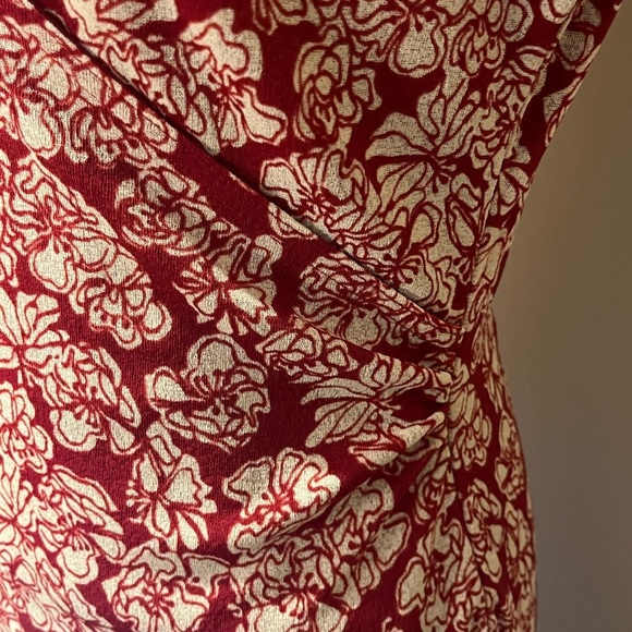 Caslon V-Neck Faux Wrap Dress in Brick Red & Oatmeal, size Small - Picture 5 of 5